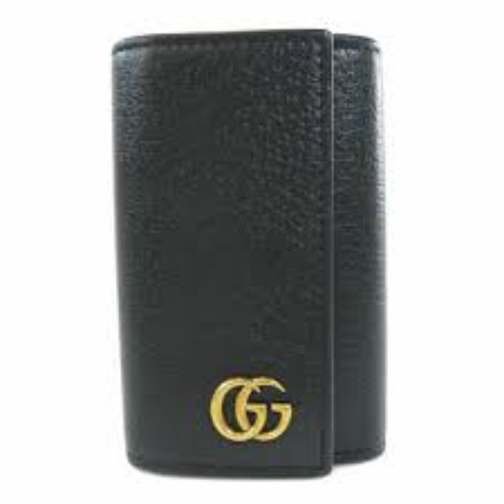 Gucci Inerlocking GG Leather Key Case in Black